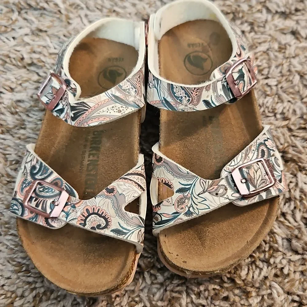 Birkenstock Pink Paisley Vegan Sandals Size 26